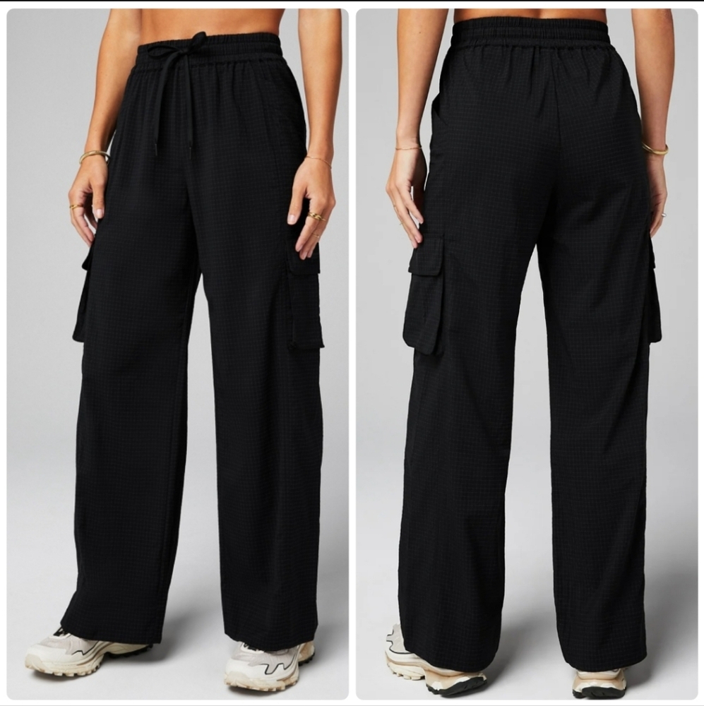 Fabletics Black Cargo Wide Leg Pants